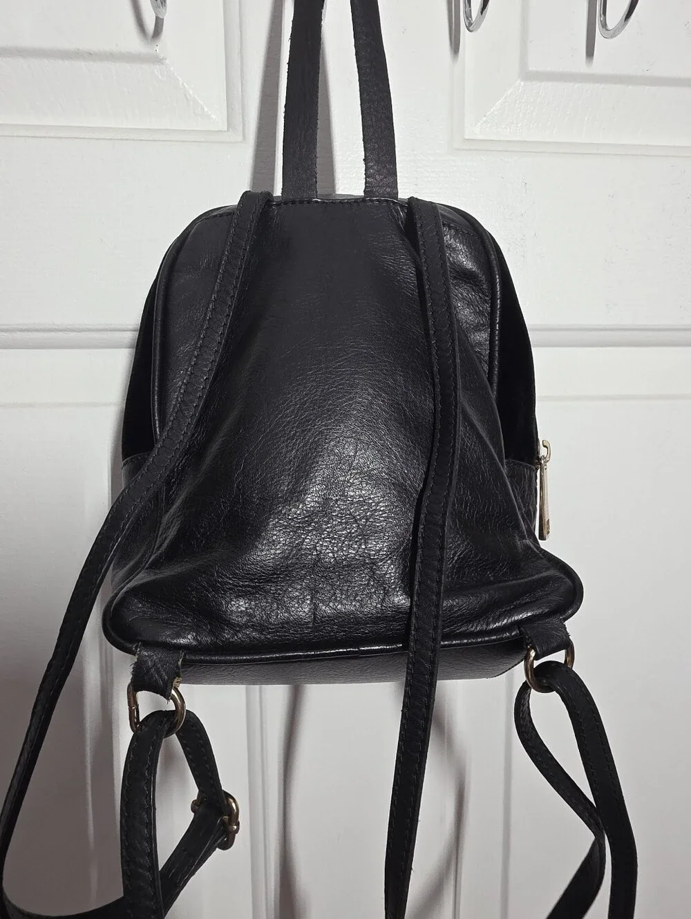 Designer Genuine Leather & Black Velvet Small Backpack